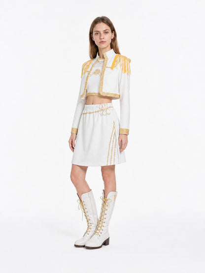 Three-Piece Stage Costume with Skirt and Gold Trim Costumes detail