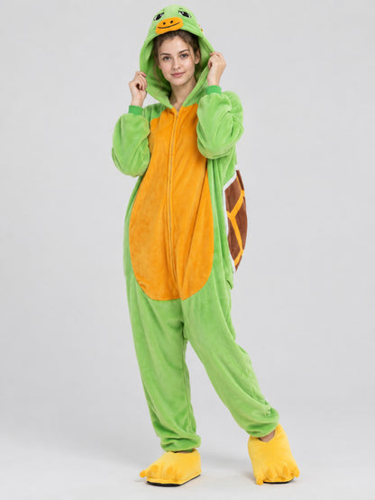 Green Turtle Kigurumi Jumpsuit with Shell and Hood