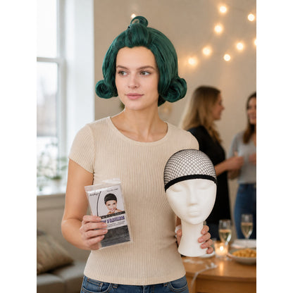 Dark Green Carnival Wig for Halloween and Cosplay lifestyle view
