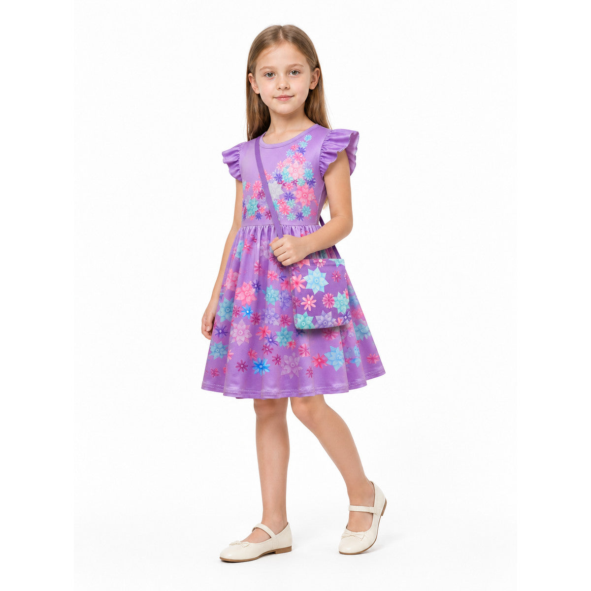 Floral Print Carnival Dress with Handbag Costume Dresses detail