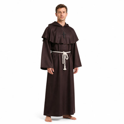 Long Brown Hooded Religious Robe product detail