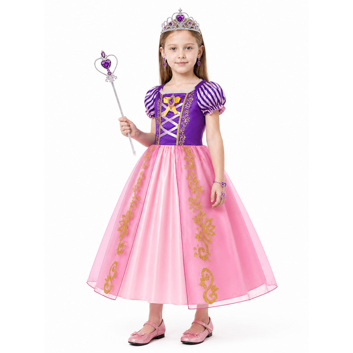 Rapunzel Princess Costume with Crown and Wand Costume Headwear detail