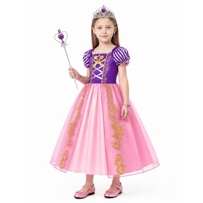 Rapunzel Princess Costume with Crown and Wand Costume Headwear detail