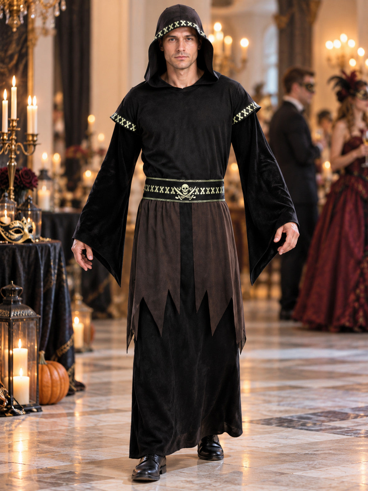 Dark Wizard Costume with Hood and Belt