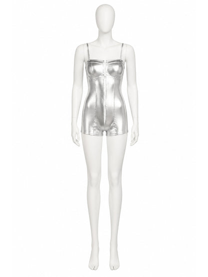 Silver cosplay romper with wings
