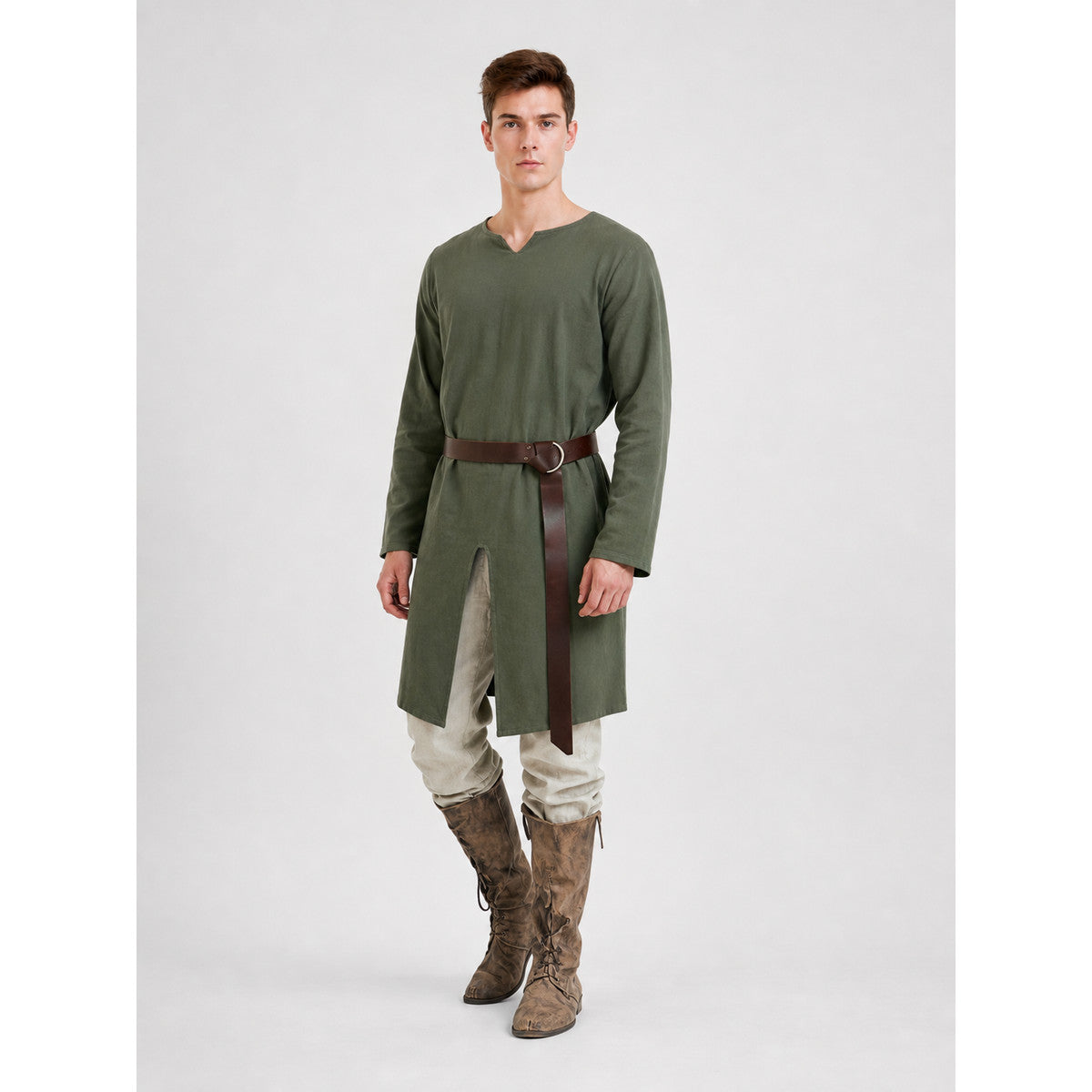 Green Medieval Robe, Long Sleeves, Loose Fit