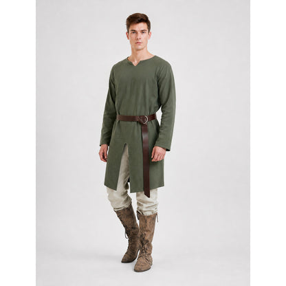 Green Medieval Robe, Long Sleeves, Loose Fit