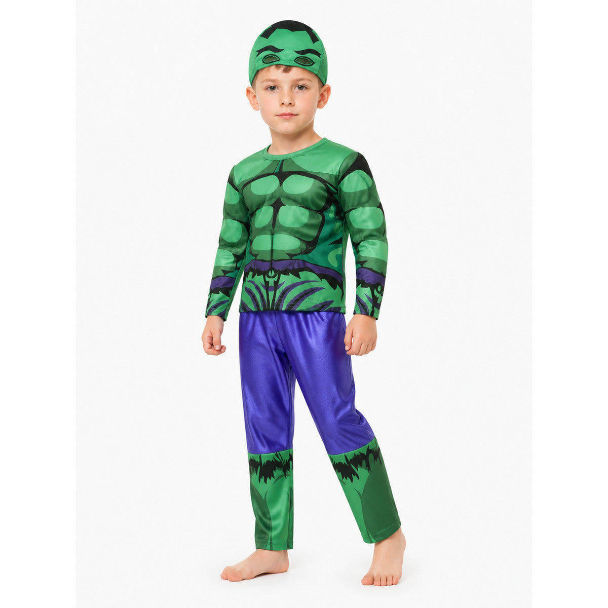 Hulk Costume with Mask and Sculpted Muscles Costume Masks detail