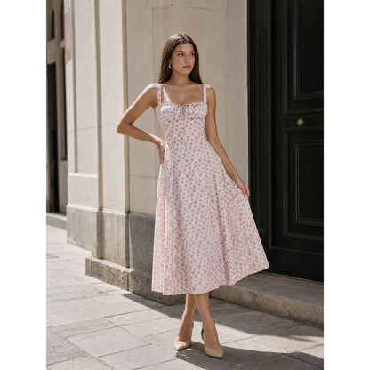 Women's A-Line Midi Dress with a Square Neckline lifestyle