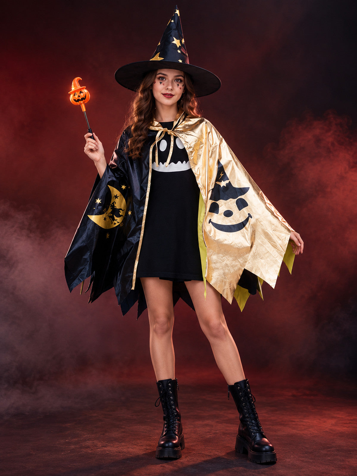 Kids' Witch Costume: Cape, Hat, Wand