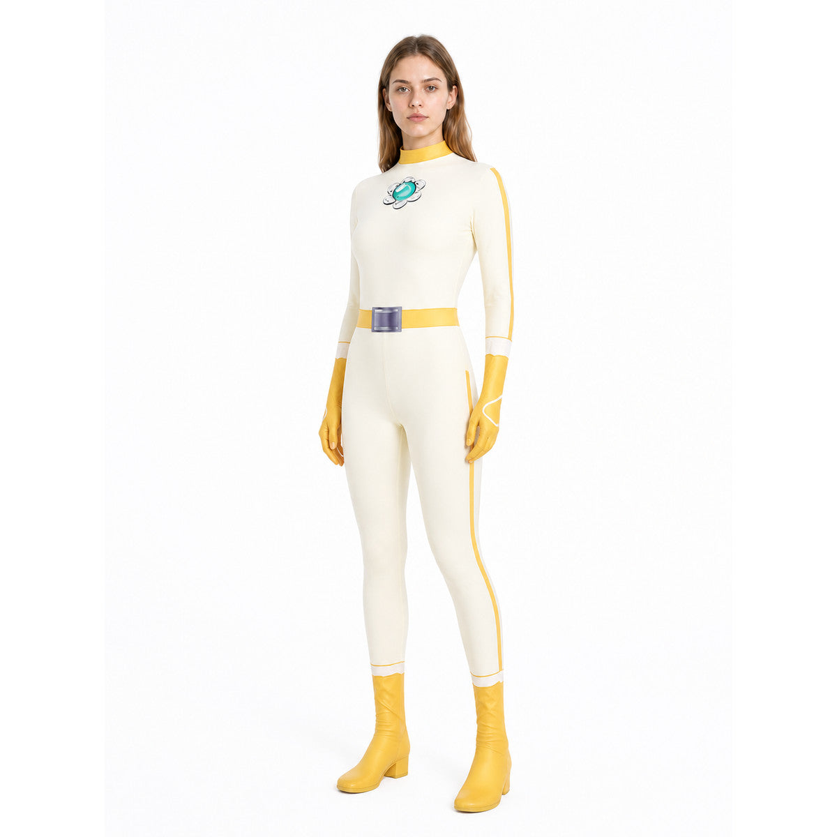 Princess Peach cosplay jumpsuit with a floral pattern Costumes detail