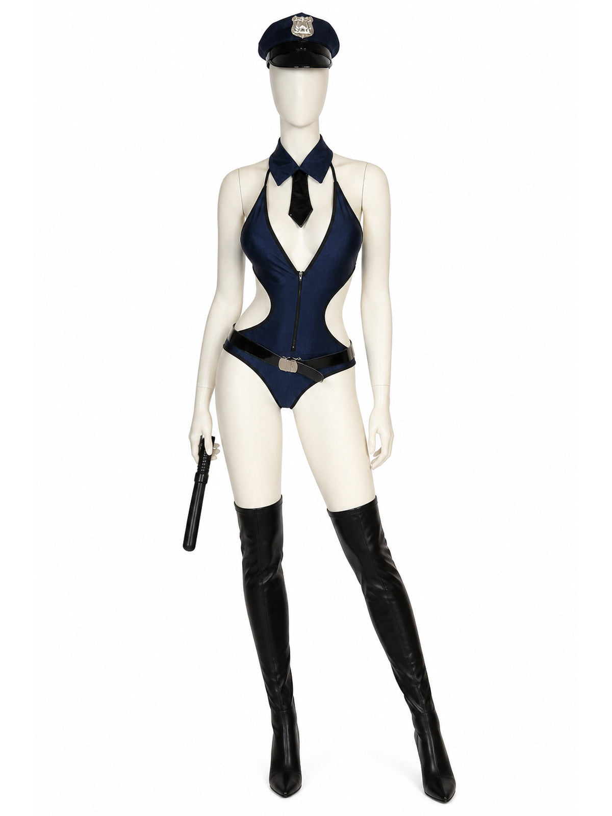 Erotic police-style jumpsuit with zipper Costumes detail