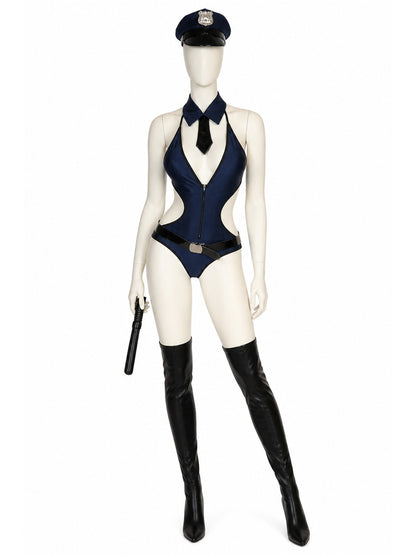 Erotic police-style jumpsuit with zipper Costumes detail