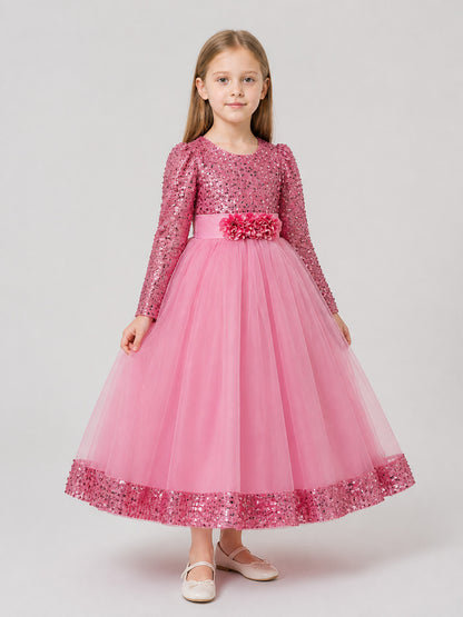 Festive Sequin Dress with Floral Decor Costume Dresses detail
