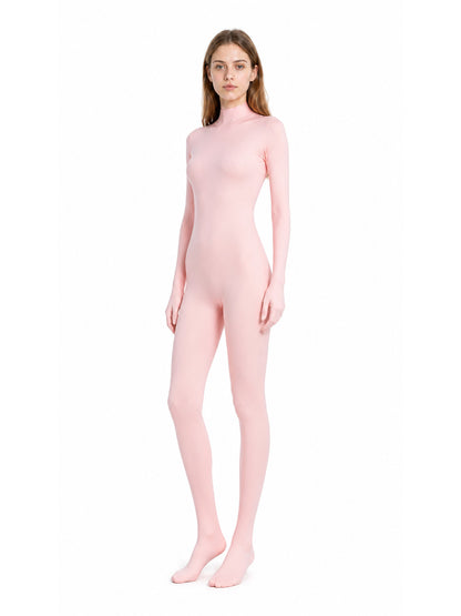 Pink Hooded Jumpsuit with Paws and a Zipper