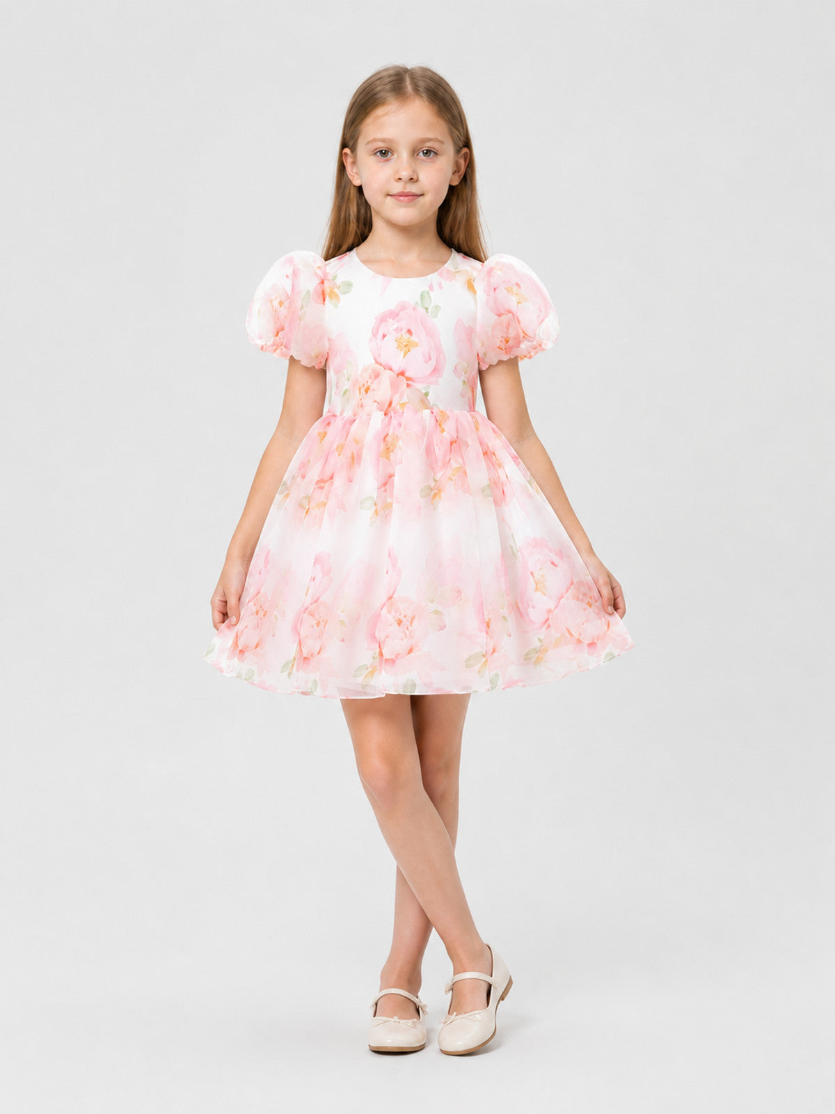 Princess Dress with Floral Print and Full Skirt Costume Dresses detail