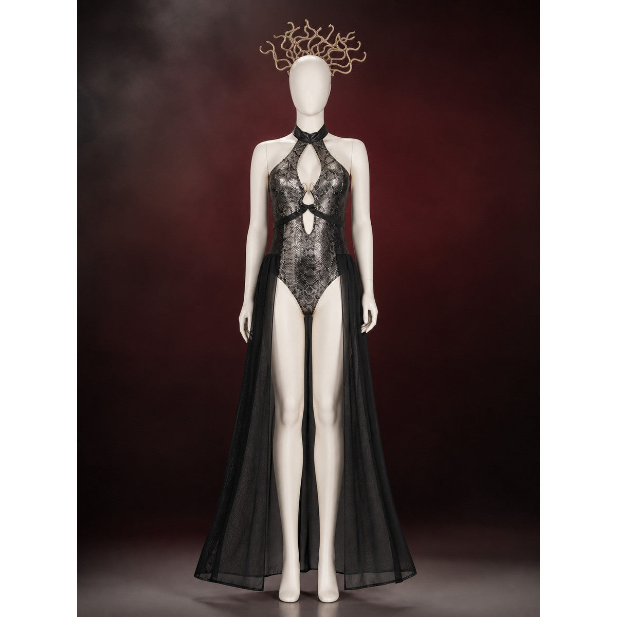 Egyptian Queen Bodysuit Costume With Cutout Design, Headpiece And Sheer Side main product view