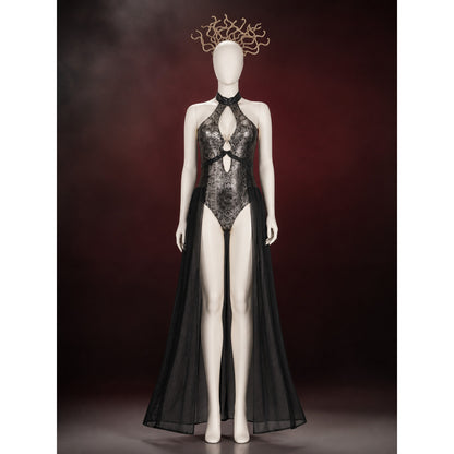 Egyptian Queen Bodysuit Costume With Cutout Design, Headpiece And Sheer Side main product view
