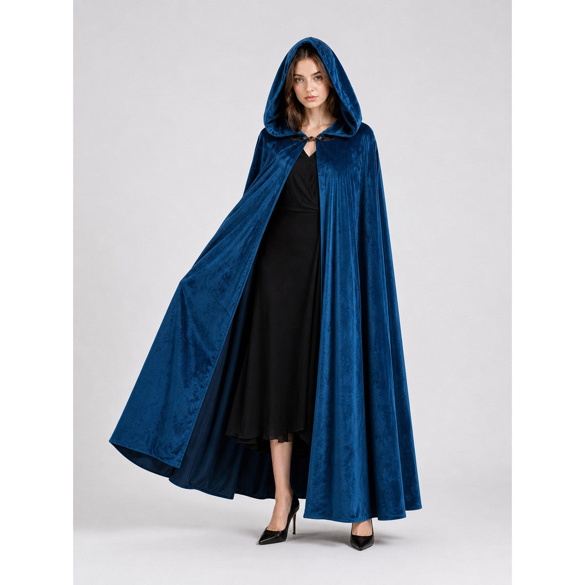 Blue Medieval Hooded Costume Cloak lifestyle