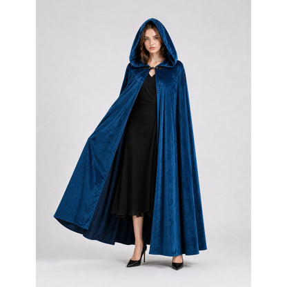 Blue Medieval Hooded Costume Cloak lifestyle