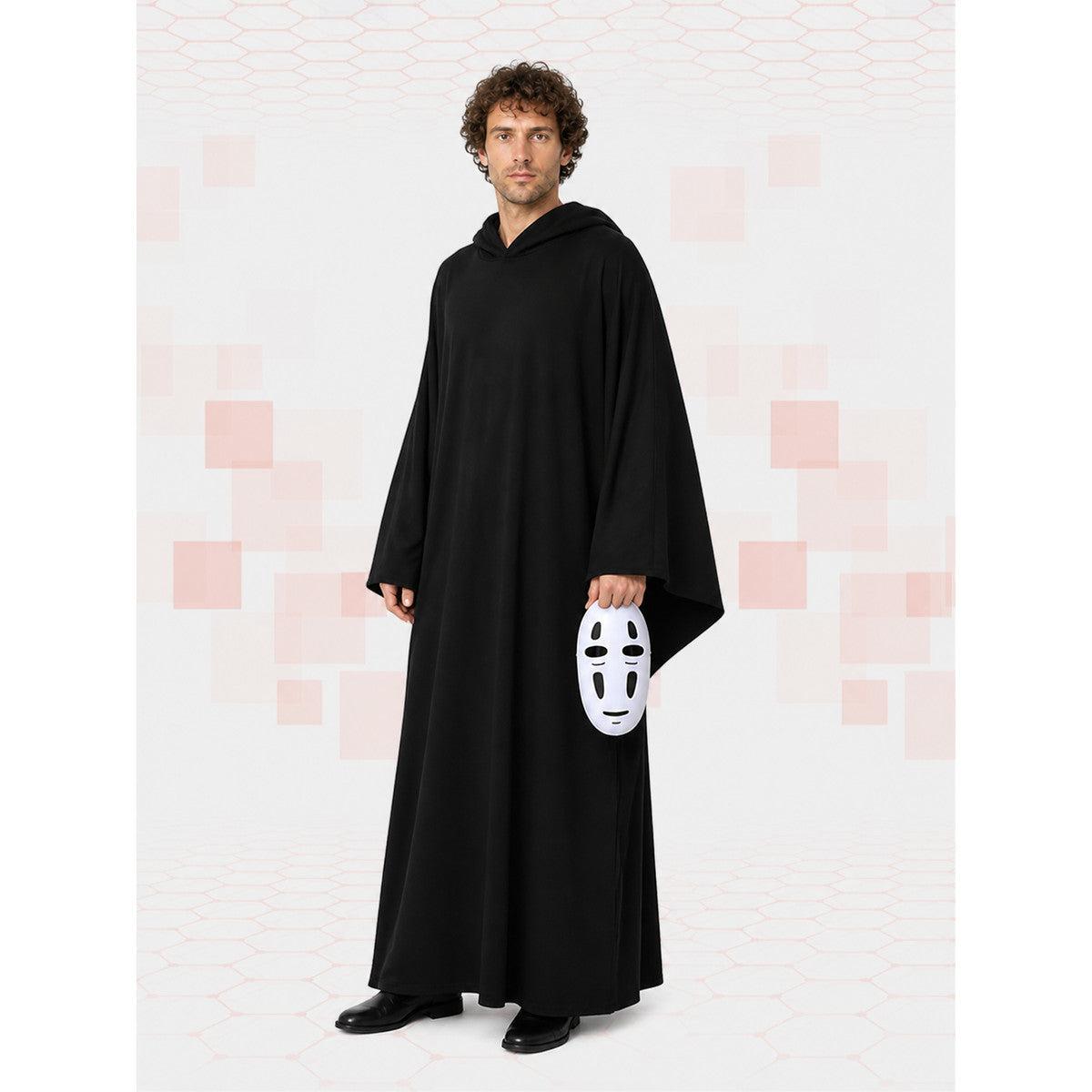 No-Face Hooded Cloak and Mask for Cosplay Costume Capes detail