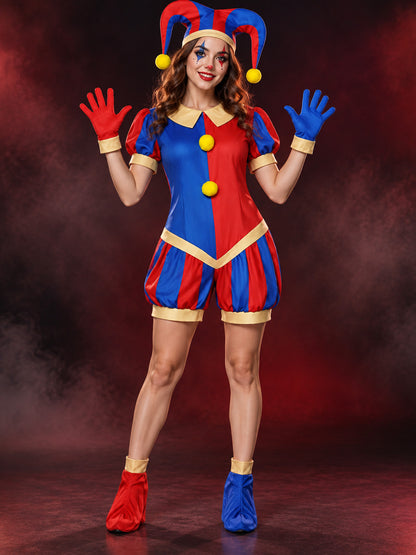 Jester Carnival Costume with Hat, Gloves, and Shoe Covers