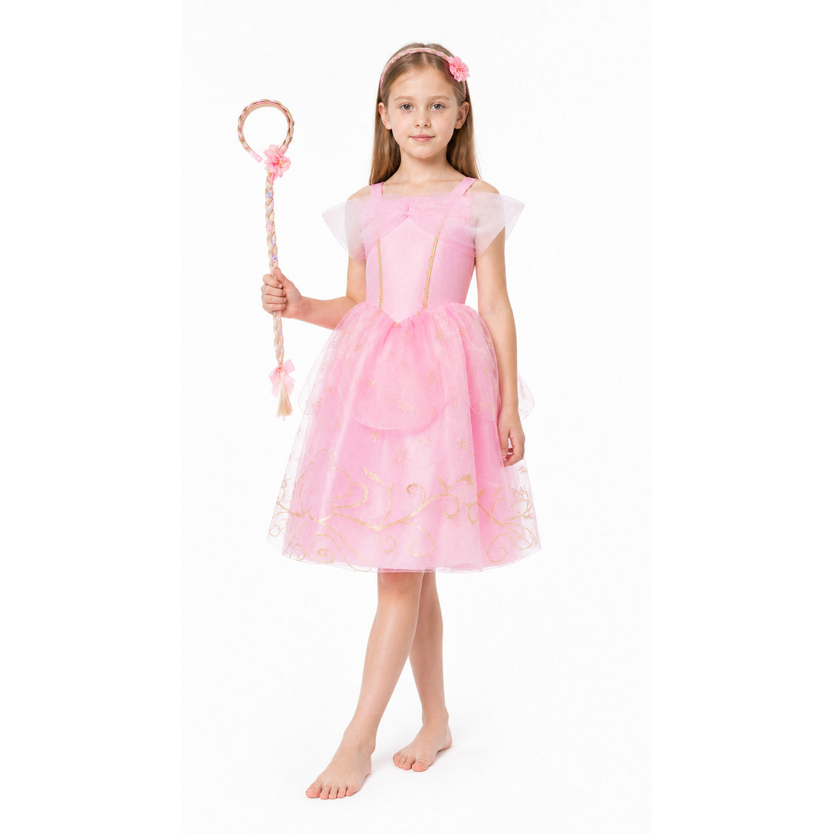 Pink Princess Costume with a Bow and Mesh Costume Accessories detail