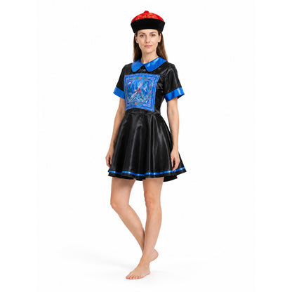 Blue Fitted Zombie Costume Dress with Collar Costume Dresses detail
