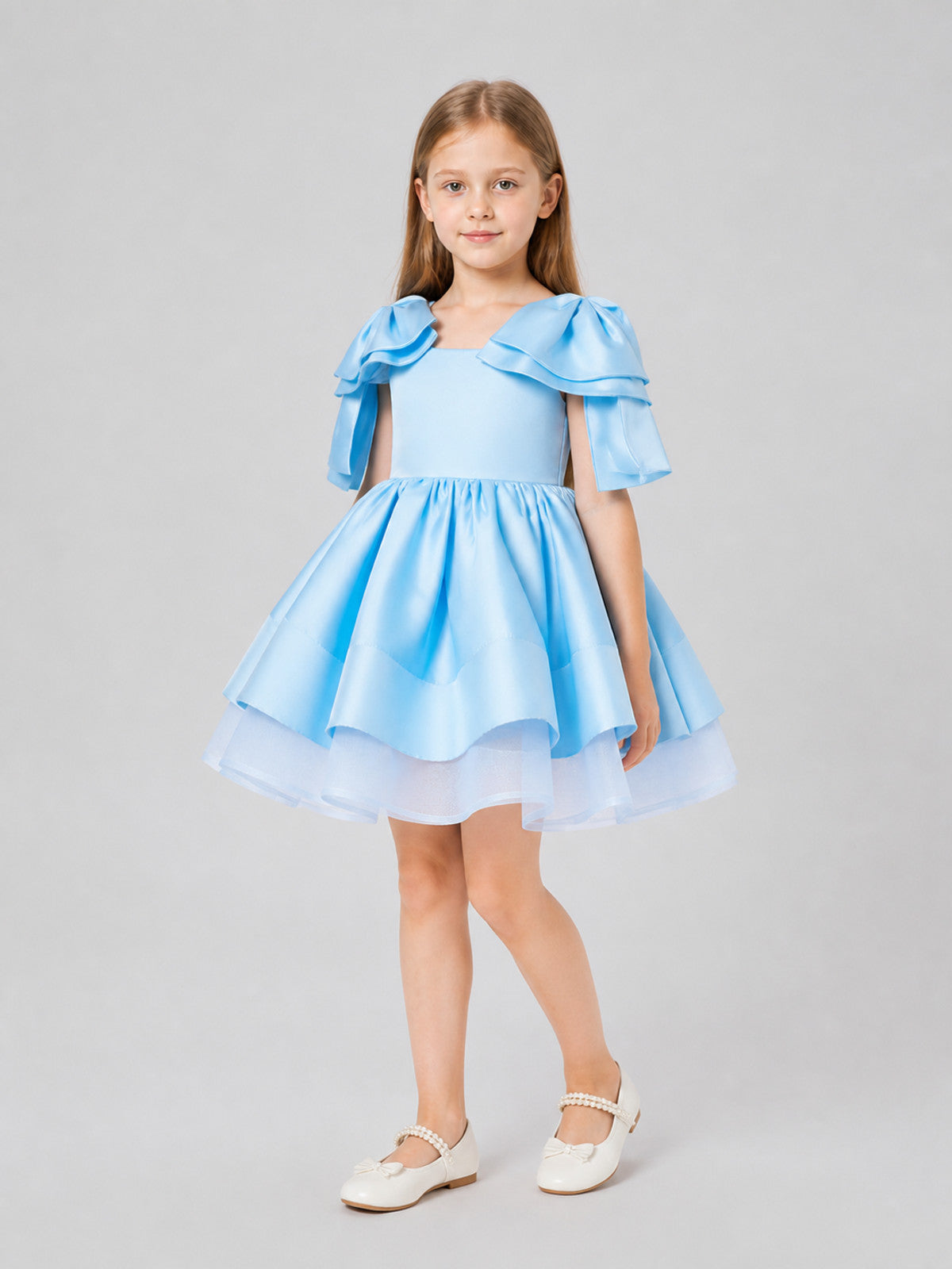 Dressy Full-Skirt Performance Dress with Bow