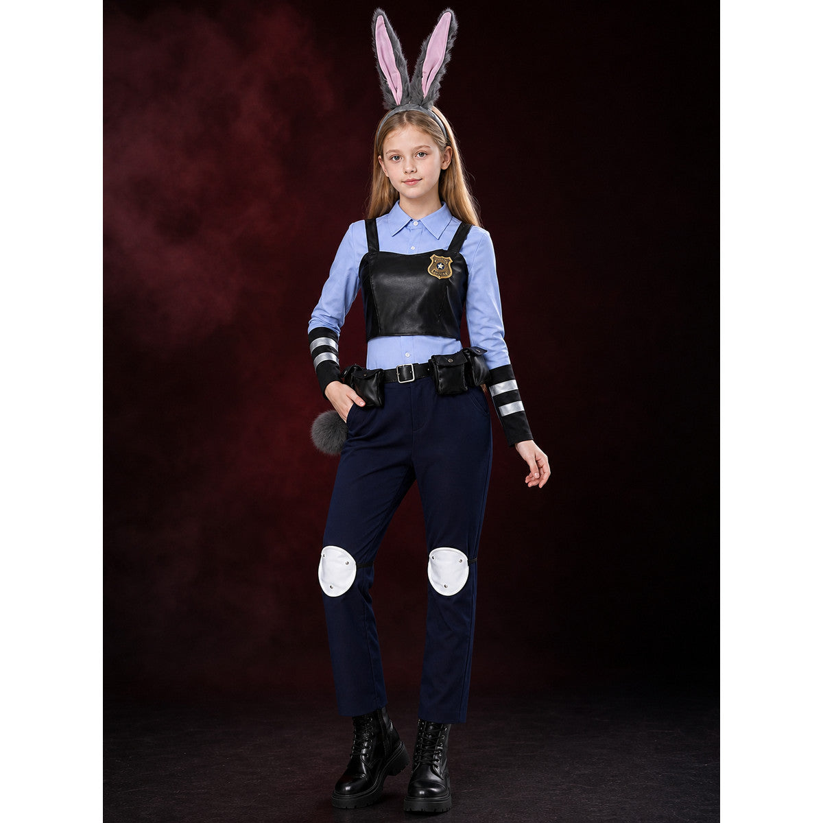 Kids Rabbit Police Officer Costume Set Complete With Headband, Badge, And Tail main product view
