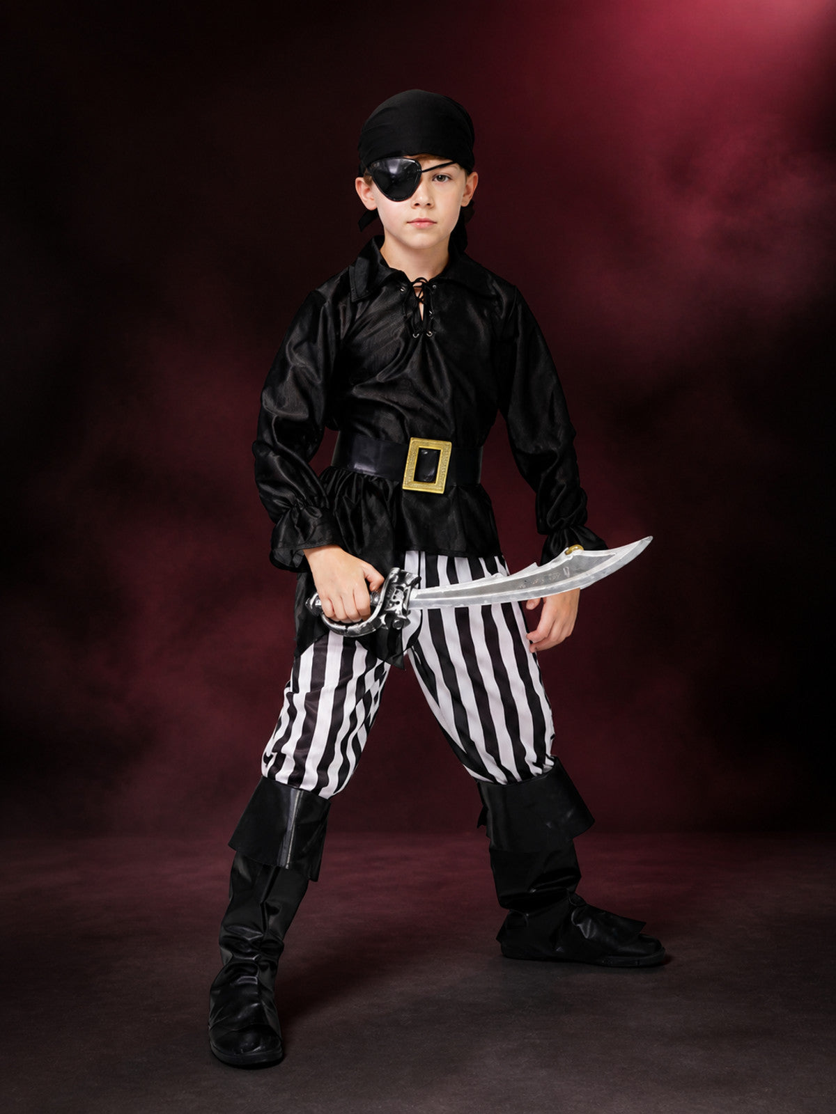 Boys Pirate Halloween Costume Set, Includes Belt and Eye Patch main product view
