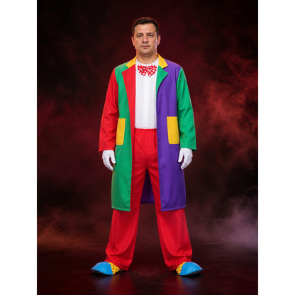 Unisex Halloween Clown Costume Set with Multi-Color Patchwork Robe, Vest, and main product view