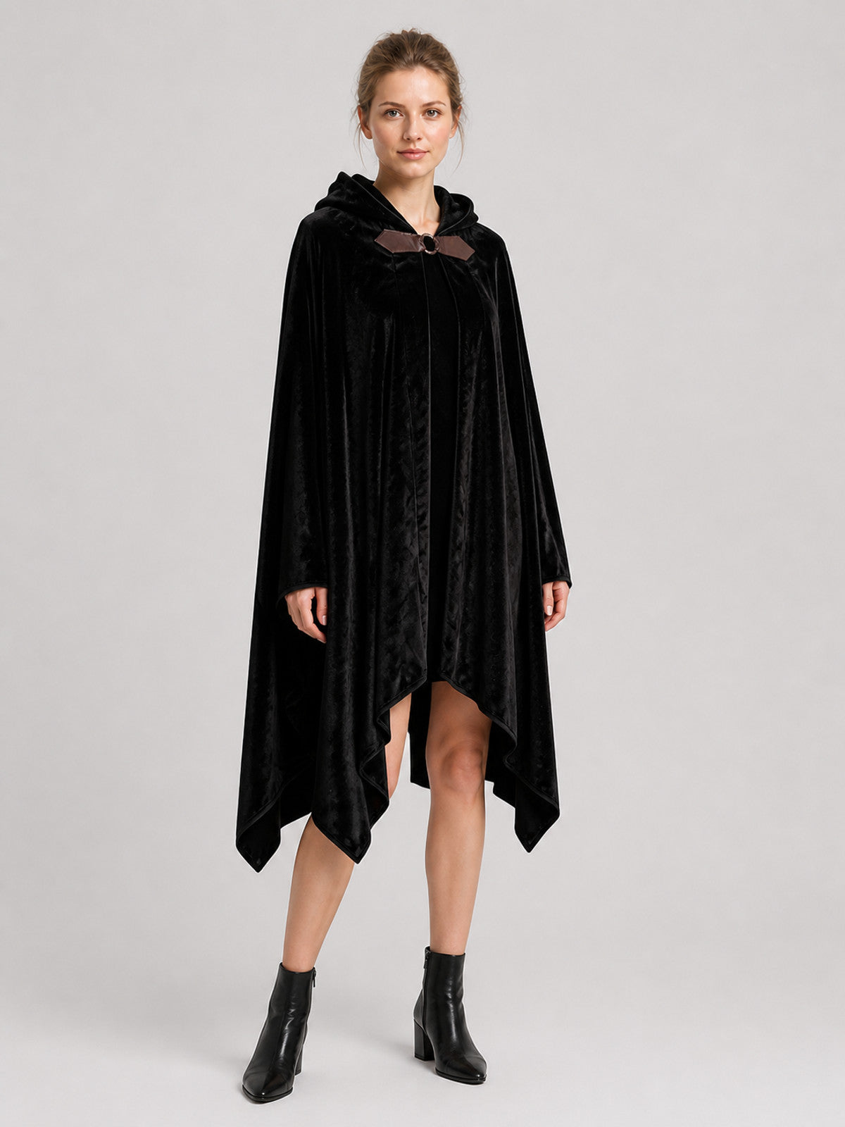 Hooded Cosplay Cloak, Longer in Back, with Bow Costume Capes detail
