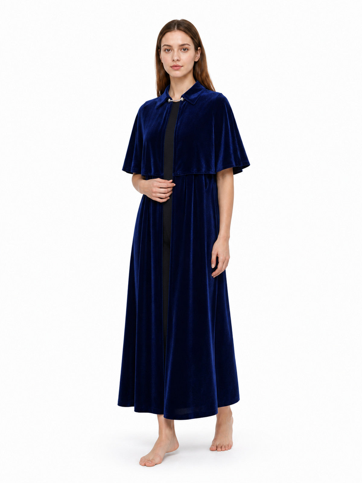 Dark Navy Cloak with Capelet for Halloween