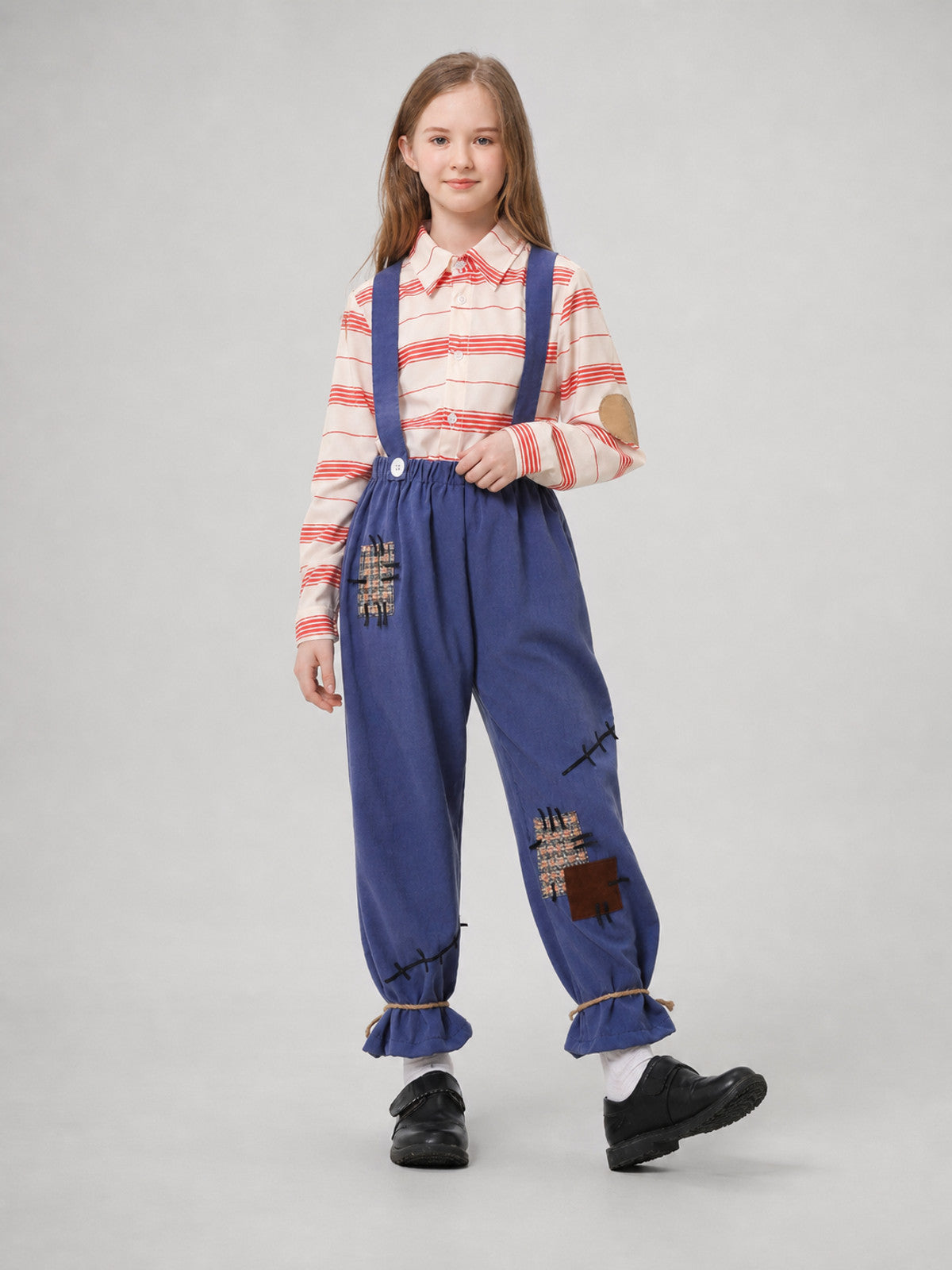 Scarecrow Costume with Pumpkin, Striped Top and Pants Costumes detail