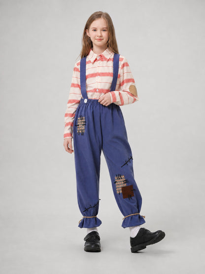 Scarecrow Costume with Pumpkin, Striped Top and Pants Costumes detail