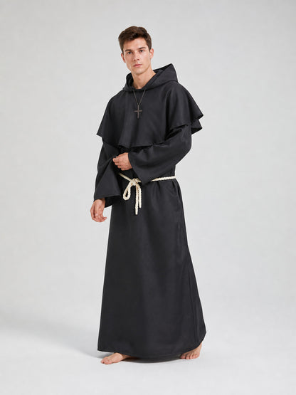 Hooded Monk Costume with Cape and Cross
