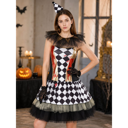 Halloween clown costume with gloves, dress