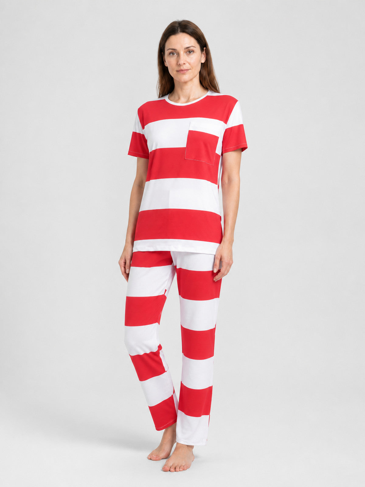 Prison Costume for Cosplay, Red and White Striped Costumes detail