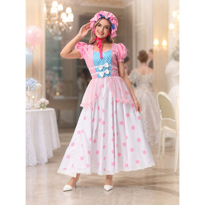 Polka-Dot Princess Dress with Lace Trim lifestyle view