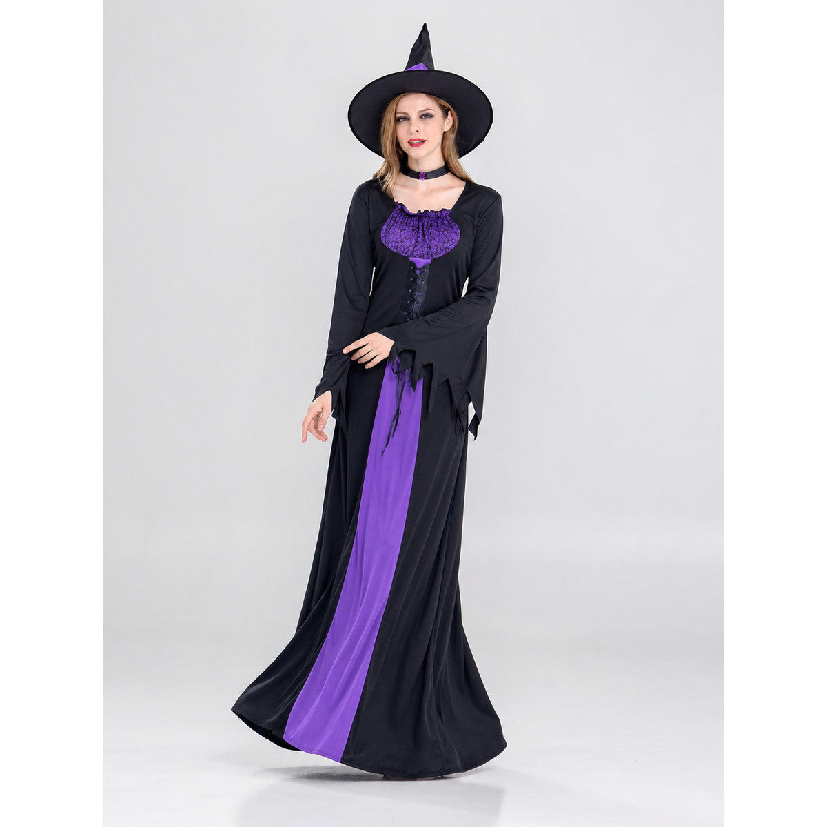 Witch Costume: Purple Dress, Hat, and Accessories