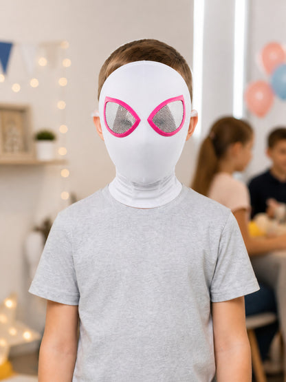 White Carnival Mask with Gray Eyes for Halloween lifestyle view