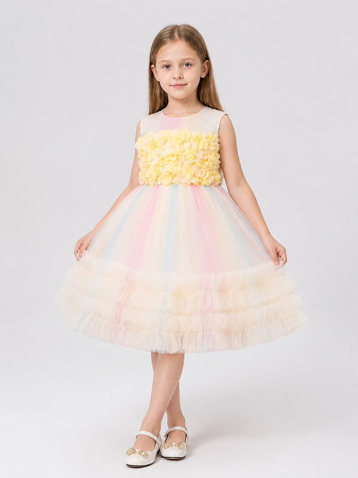 Girls' Full Princess Dress with Flowers and Tulle Costume Dresses detail