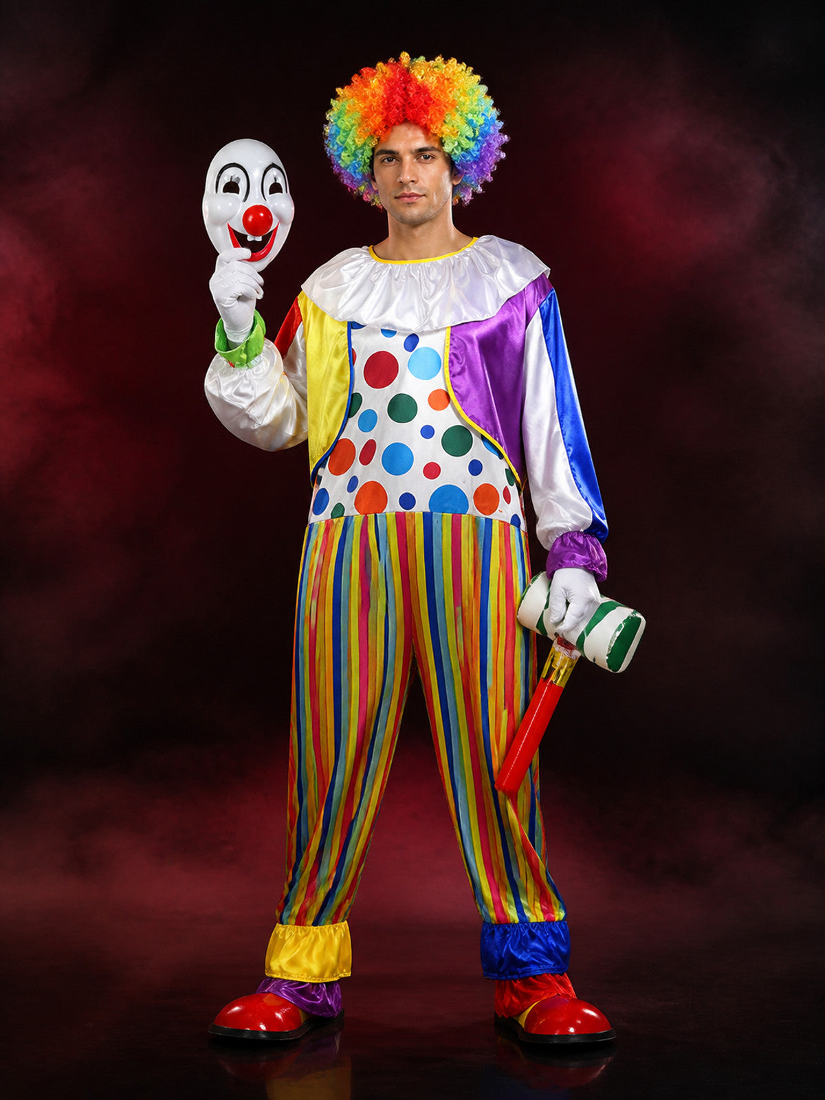 Striped Clown Costume for Carnivals and Performances main product view