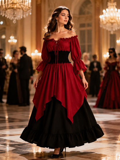 Victorian Ruffled Lace-Up Dress lifestyle view