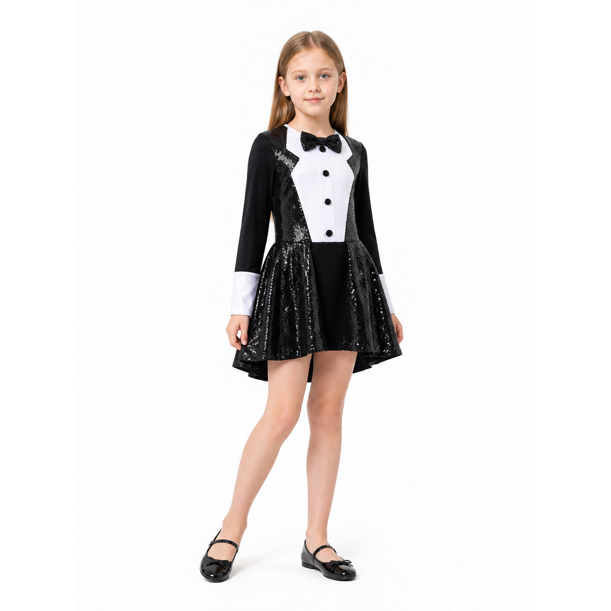 Sequin and Bow Tuxedo-Style Dress Costume Dresses detail