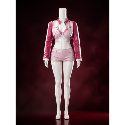 Women's Princess Peach Checkered Racing Suit Cosplay Costume Set main product view