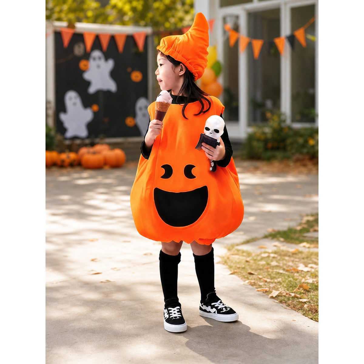 Pumpkin Halloween Costume with Hat lifestyle
