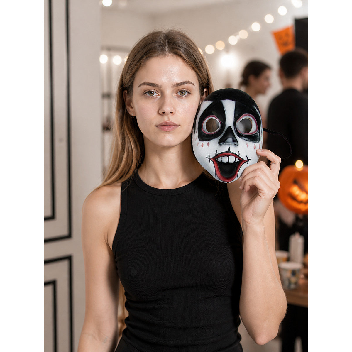 Carnival Skull Mask with Red Mouth for Halloween lifestyle view