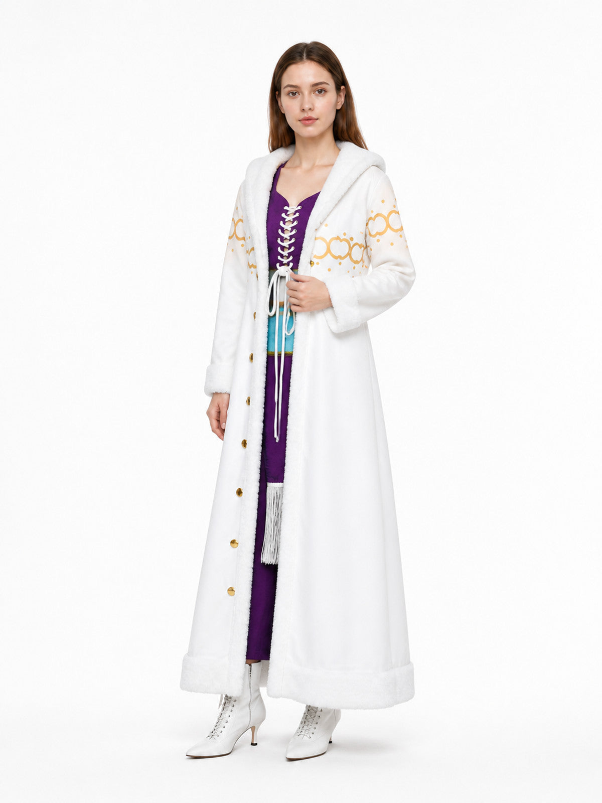 White Long Coat with Wide Collar